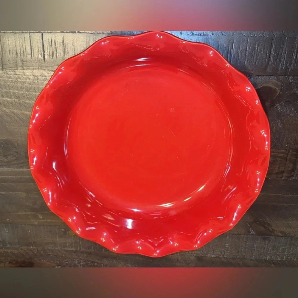 Emile Henry EH Made in France Ceramic Ruffled Pie Dish (Red) Williams Sonoma